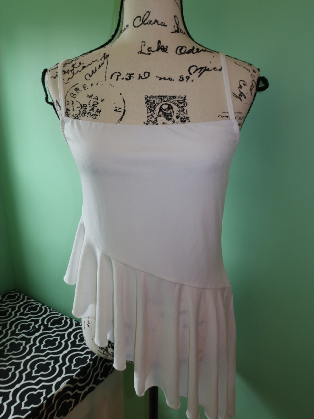 Forever 21 White Asymmetric Ruffle Cami